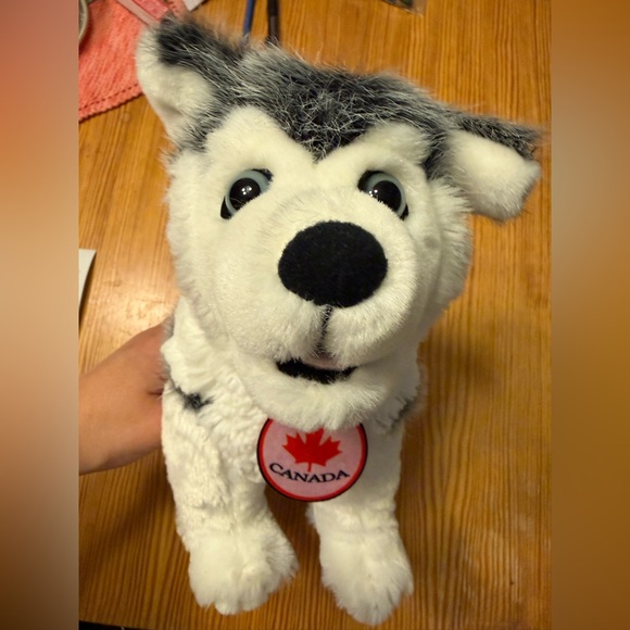 Other - NWOT Husky plush toy, with a Canada 🇨🇦 Collar, white and grey.